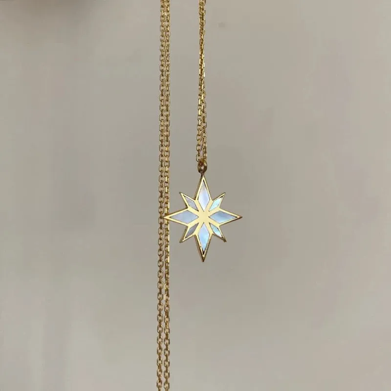 18K Gold Six Pointed Star Clavicle Chain