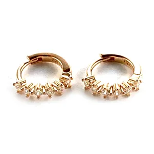6 CZ silver circle earring with pink gold plating