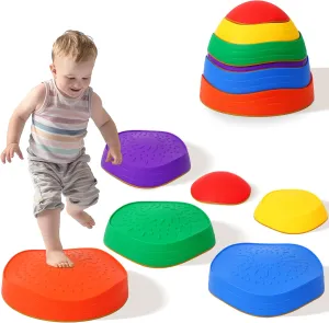 6 Pcs Stepping Stones for Kids  Toddler Stepping Stones for Balance and Sensory Play, Durable Non-Slip Outdoor Games for Toddlers Age 3 , Indoor & Outdoor Use