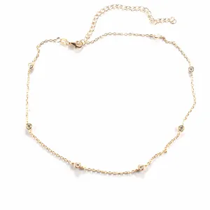 7 CZ silver necklace with pink gold plating