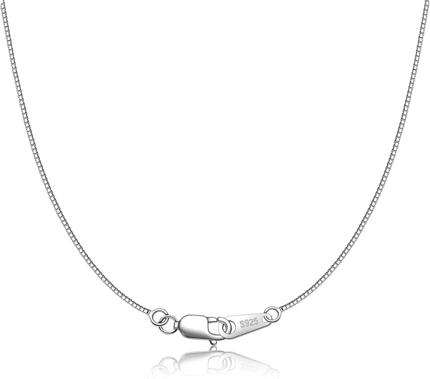 925 Sterling Silver Chain Necklace for Women 0.8mm Box Chain, Italian Necklace Chain, Super Strong & Thin & Long16/18/20/22/24 Inches
