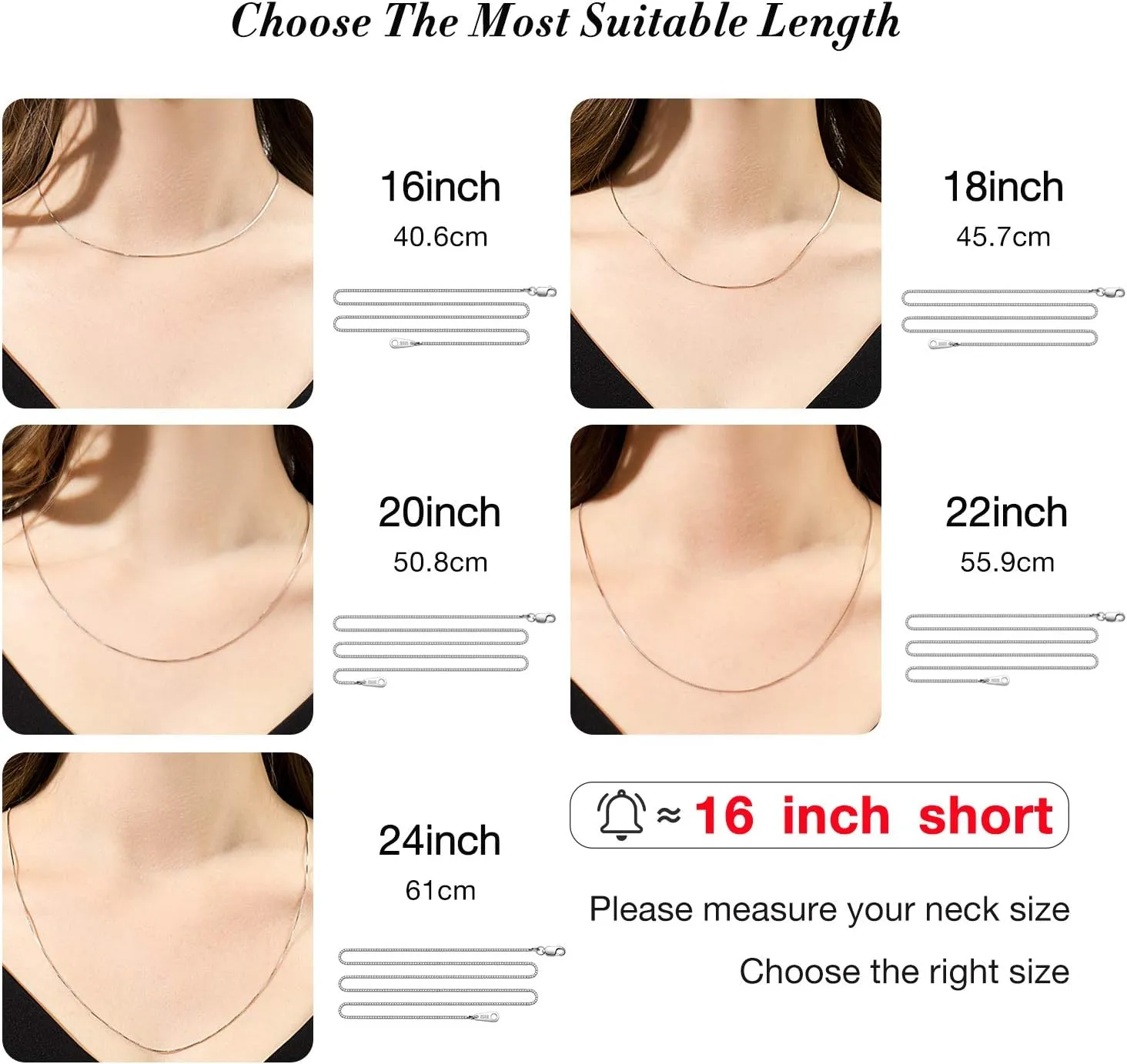 925 Sterling Silver Chain Necklace for Women 0.8mm Box Chain, Italian Necklace Chain, Super Strong & Thin & Long16/18/20/22/24 Inches