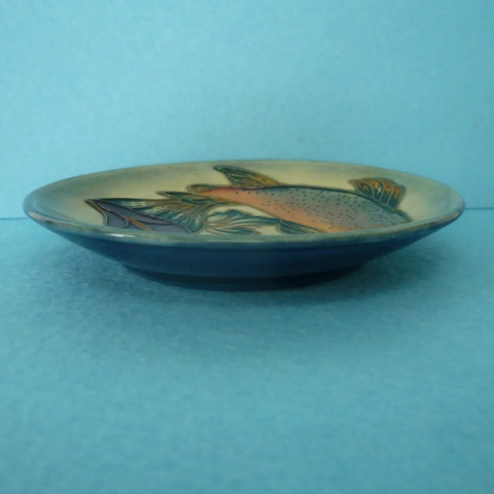 A Moorcroft Pin Dish in the Trout Design by Philip Gibson.