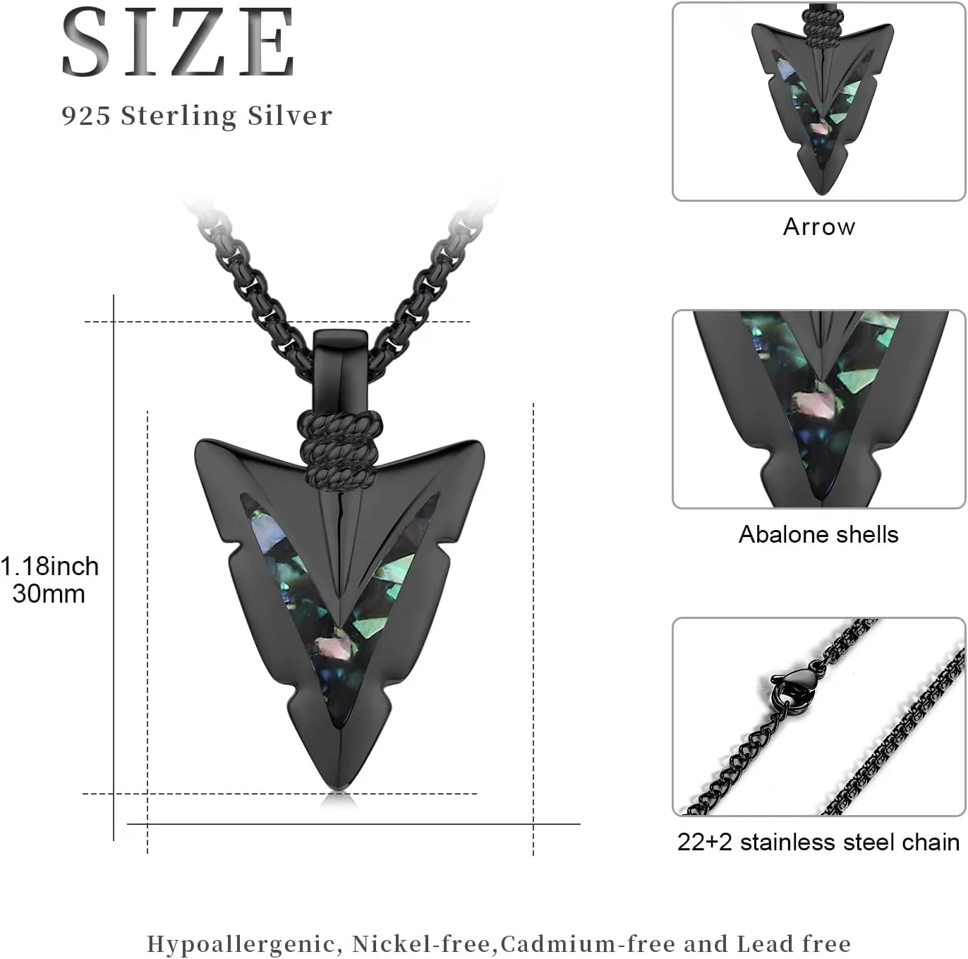 Arrowhead Necklace 925 Sterling Silver Arrow Pendant Necklace Jewelry Gifts for Men Women