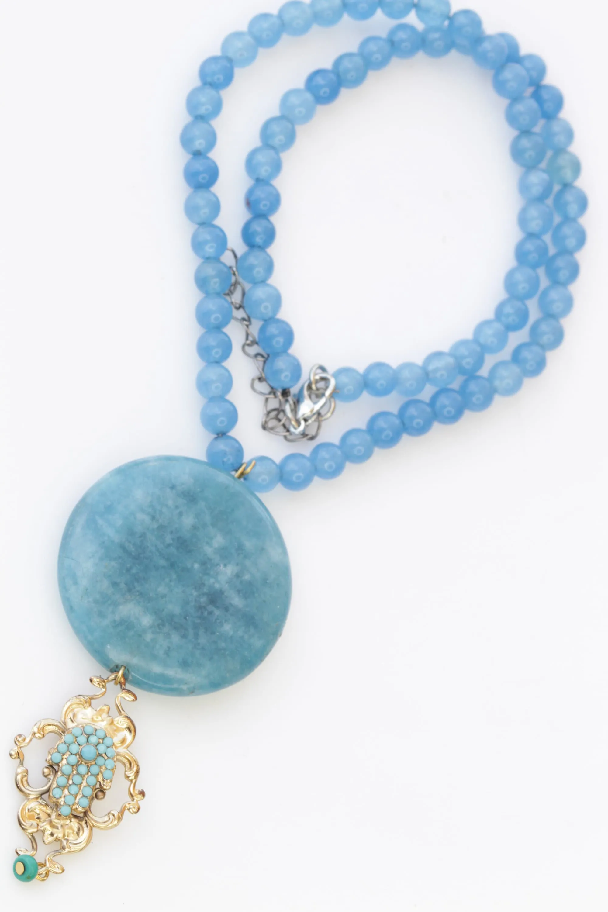 BLUE HAMSA NECKLACE,