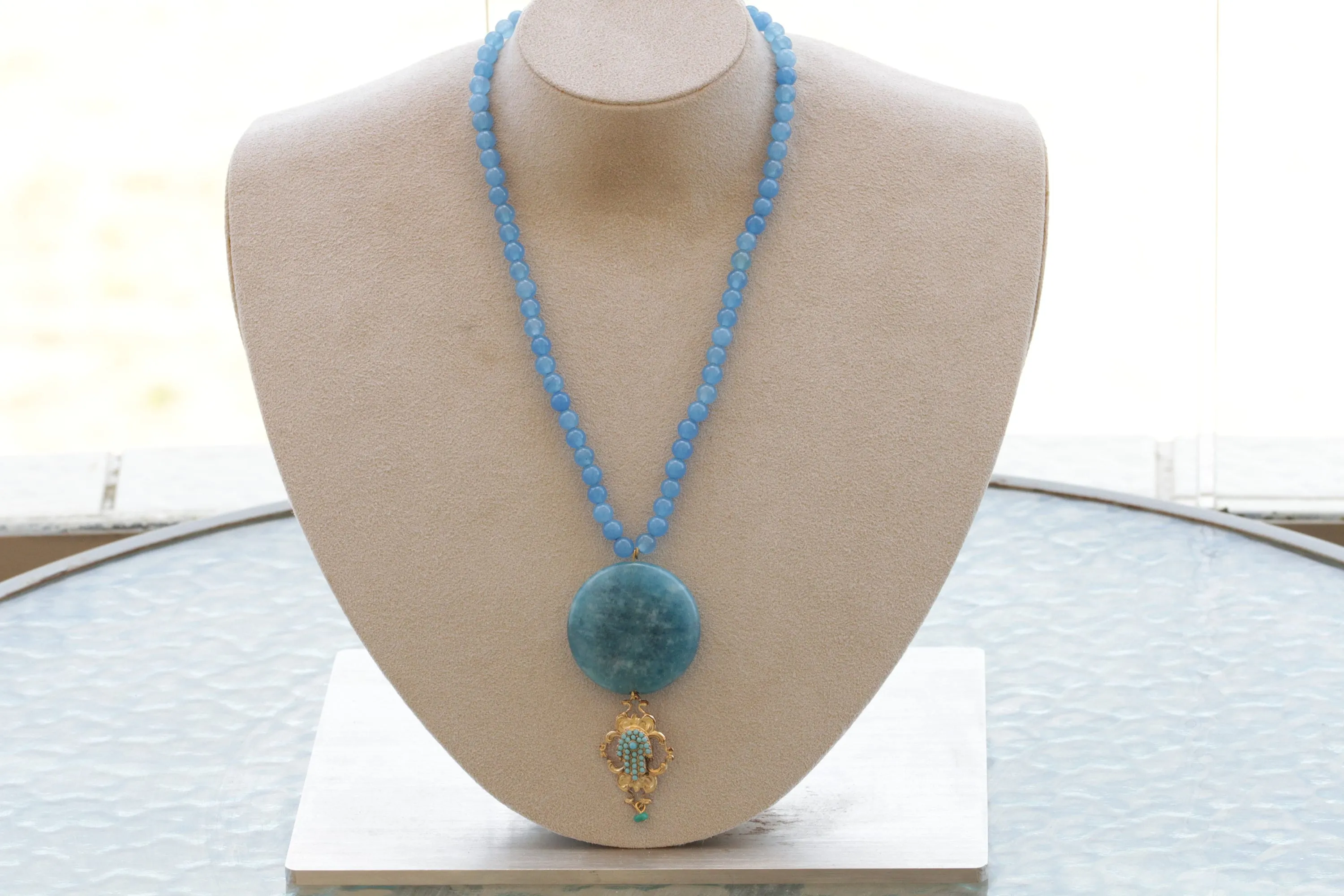 BLUE HAMSA NECKLACE,