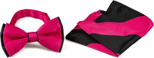 Bow Tie Handkerchief Set Two Tone Solid Color Design BowTie Hanky Pocket Square