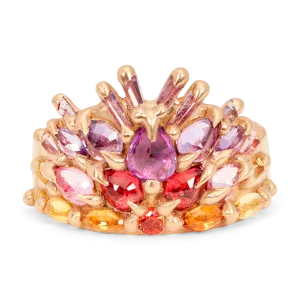 California Sunset Ebrion Half Shield Ring in Rose - Size 7 - 11456