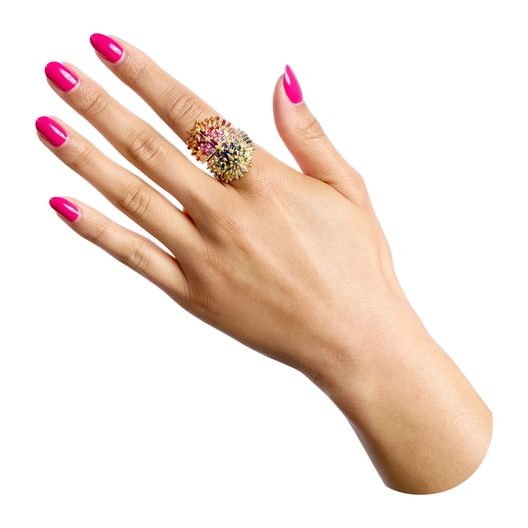 California Sunset Uber Half Shield Ring with Diamonds - Size 9 - 11371