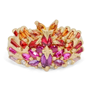 California Sunset Uber Half Shield Ring with Diamonds - Size 9 - 11371