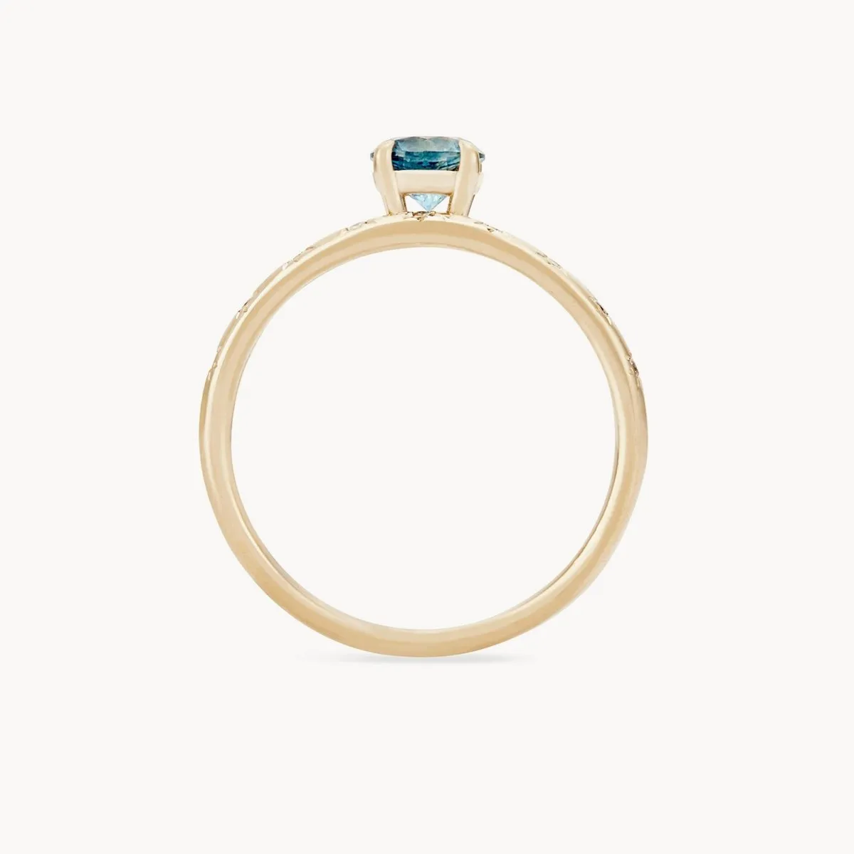 celestial adoration one-of-a-kind ring - 14k yellow gold ring, round blue sapphire