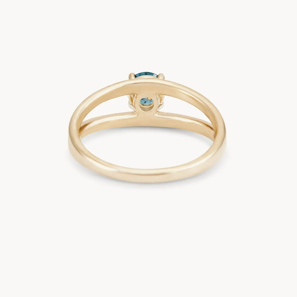 celestial adoration one-of-a-kind ring - 14k yellow gold ring, round blue sapphire