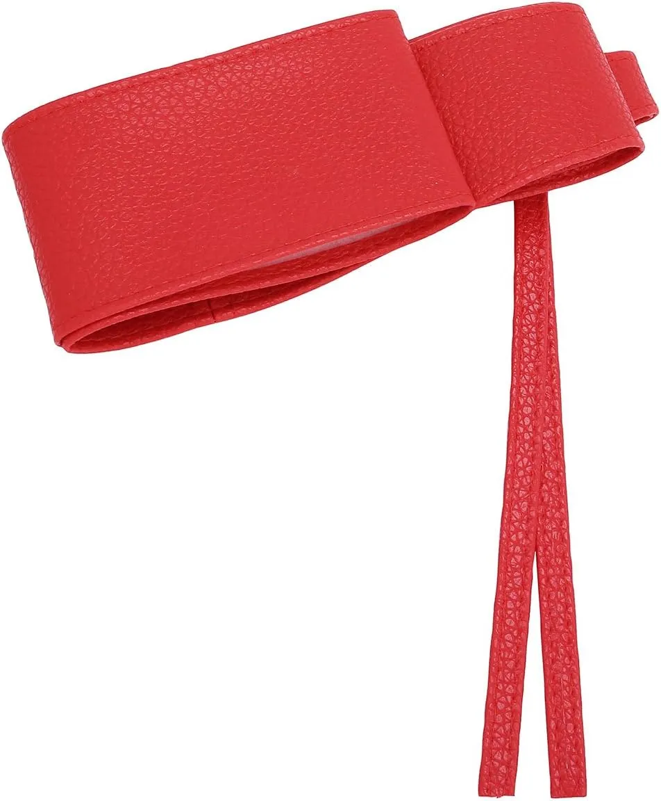 CHIC DIARY Fashion Women Faux Leather Bow Tie Waistband Elastic Stretch Waist Strap Cummerbund Waist Band Belt for Dress