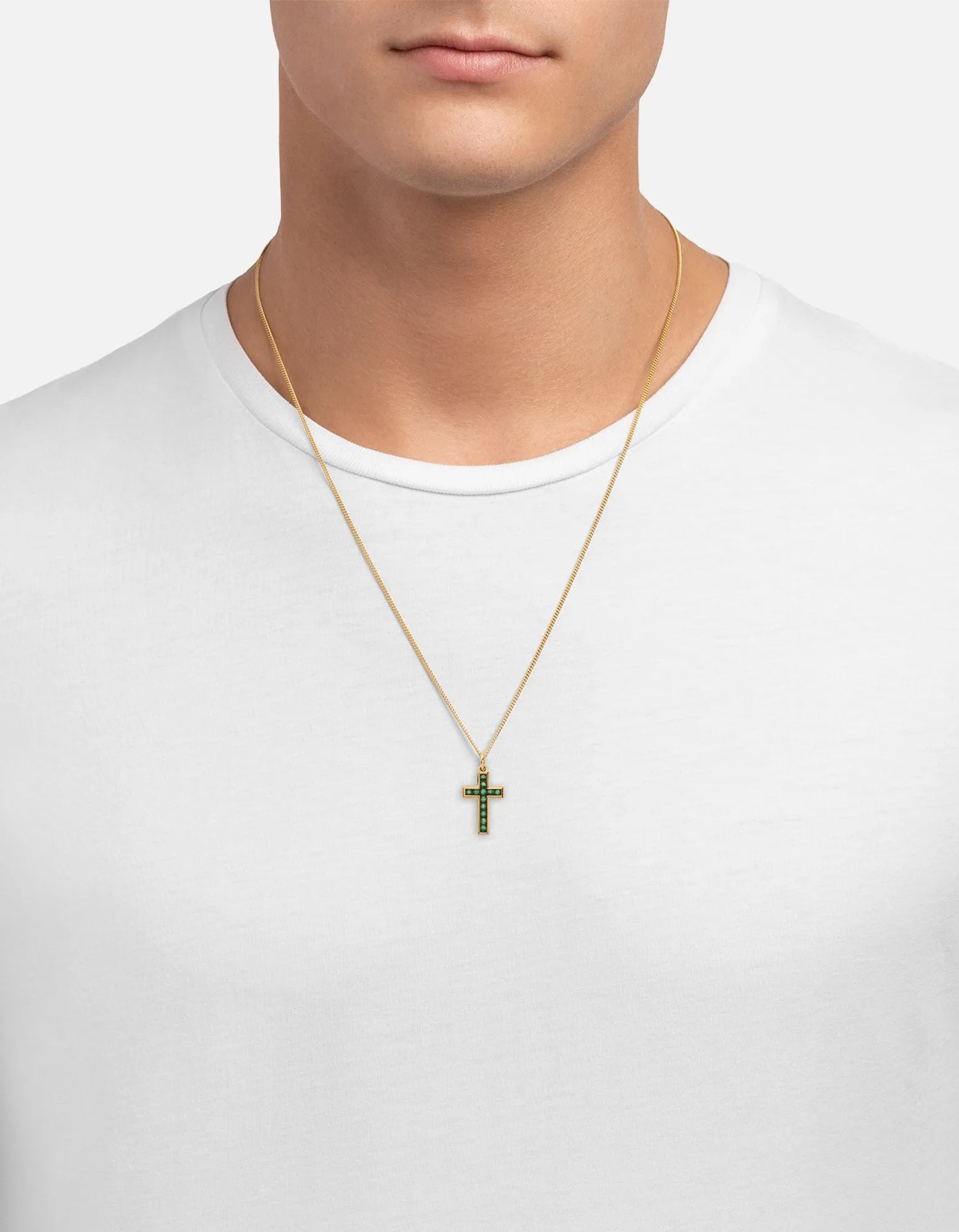 Cross Agate Necklace, Gold Vermeil