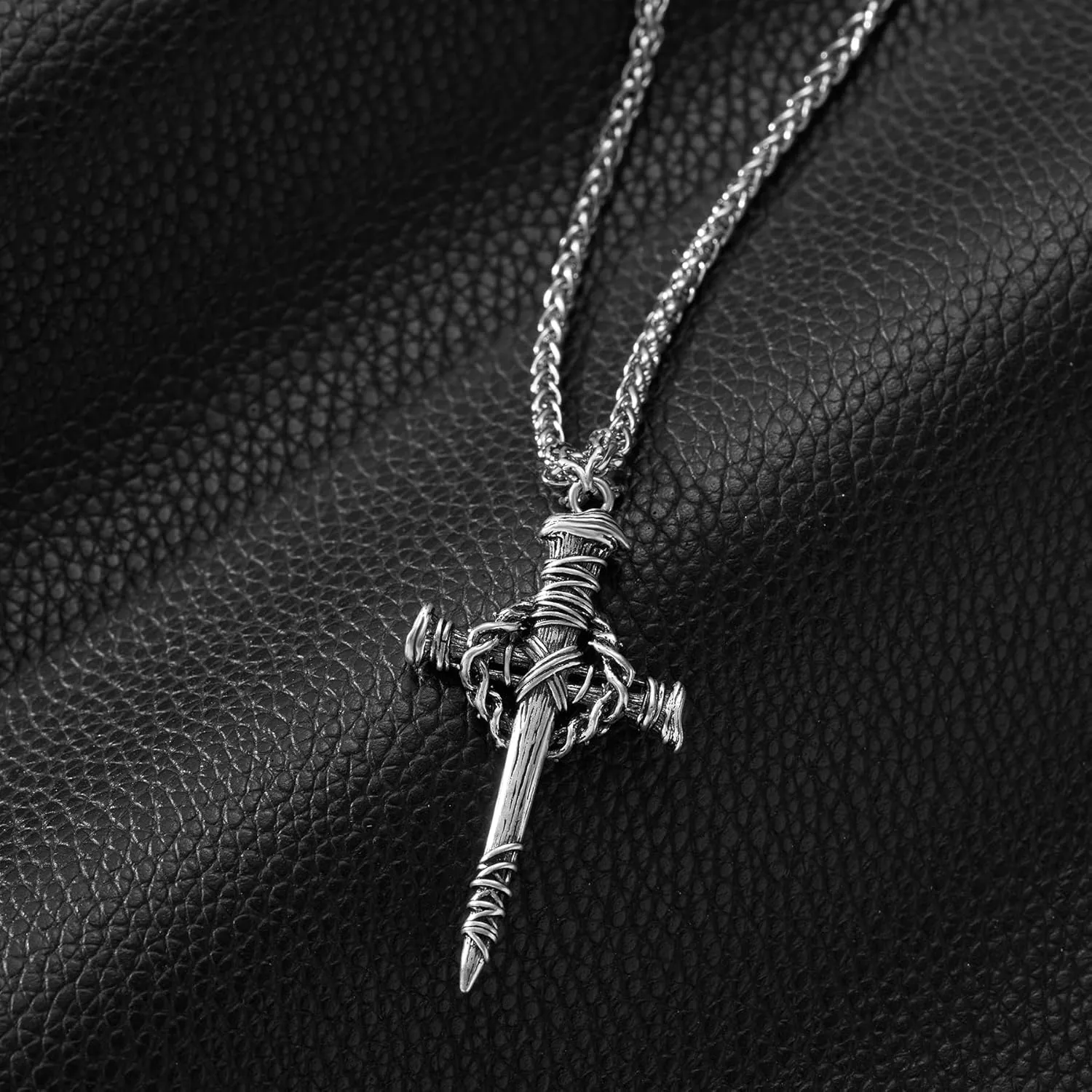 Designer Oxidized Sterling Silver Cross Necklace for Men, Vintage Chunky Big Cross Pendant, Meaningful Christian Religious Gifts for Fathers Day | Birthday | Christmas
