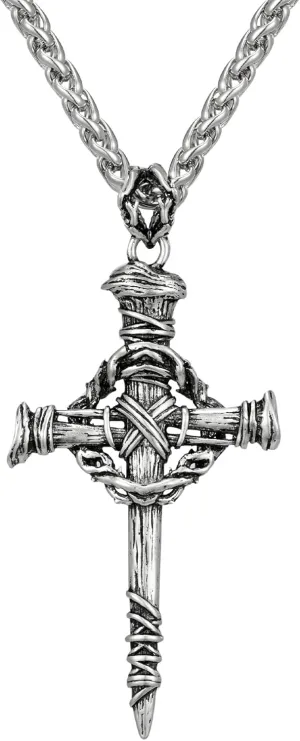 Designer Oxidized Sterling Silver Cross Necklace for Men, Vintage Chunky Big Cross Pendant, Meaningful Christian Religious Gifts for Fathers Day | Birthday | Christmas