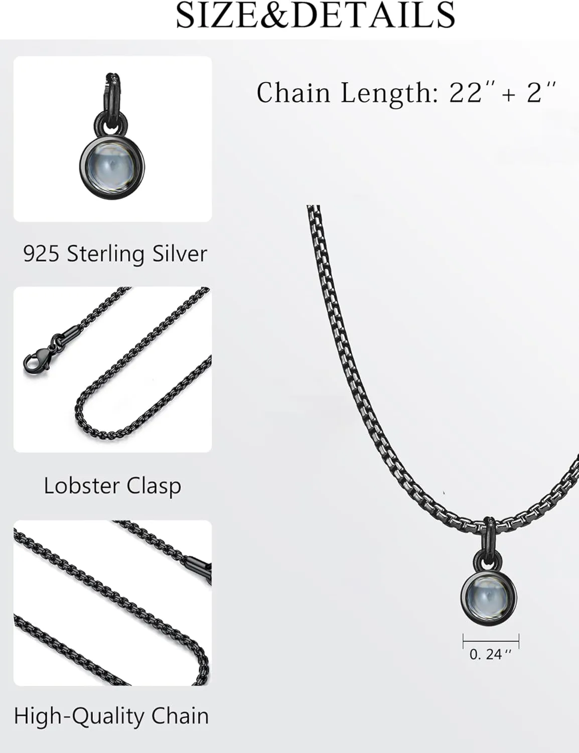 Dorunmo 925 Sterling Silver Picture Necklace Custom Personalized Photo Necklace for Men Women Memory Necklace Jewelry Gifts for Men Boyfriend Women Christmas