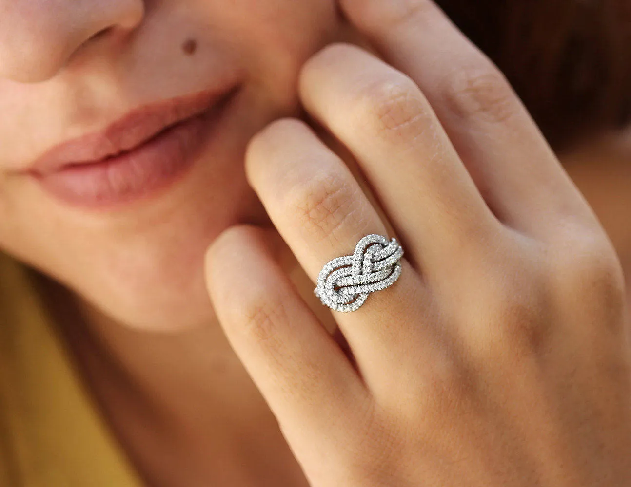 Double Infinity Knot Anniversary Diamond Ring ♥