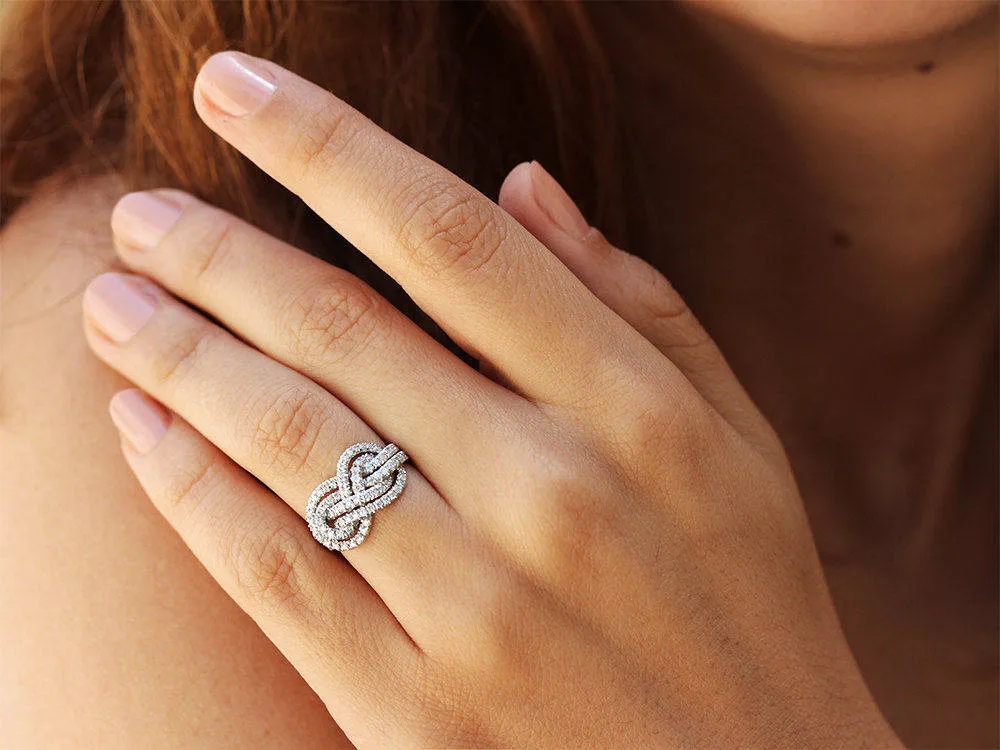Double Infinity Knot Anniversary Diamond Ring ♥