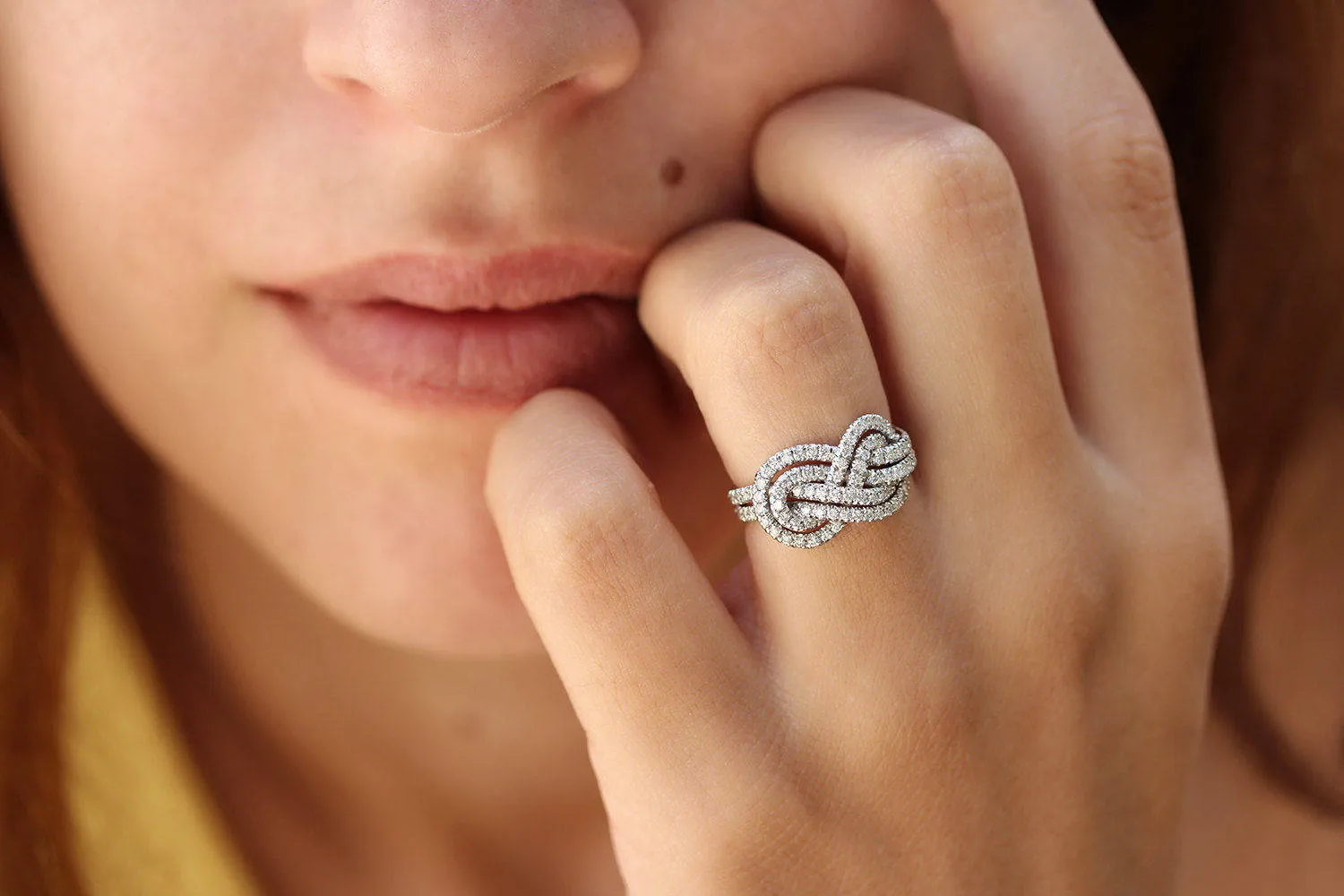 Double Infinity Knot Anniversary Diamond Ring ♥