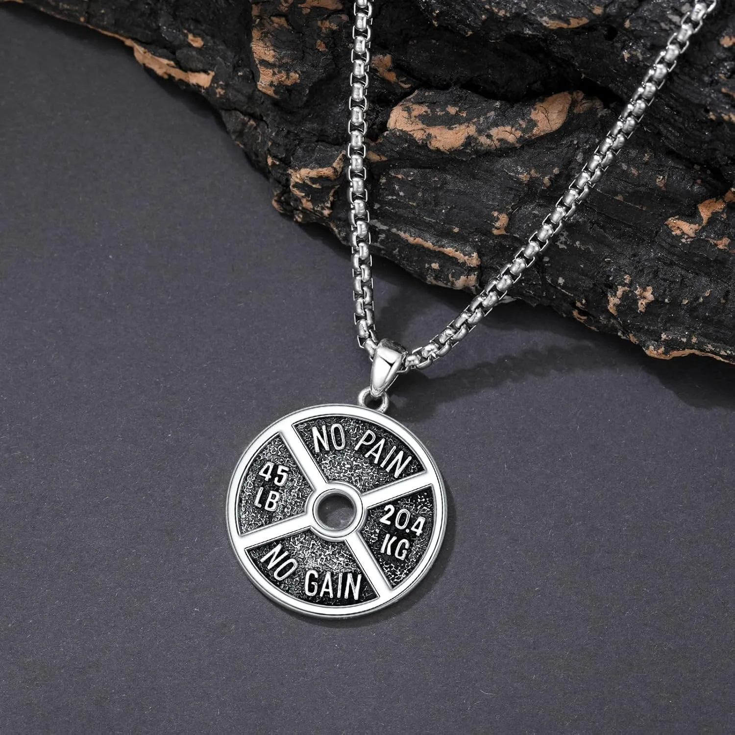Dumbbell Necklace 925 Sterling Silver Weight Plate Pendant Gym Sports Jewelry Fitness Gifts for Men