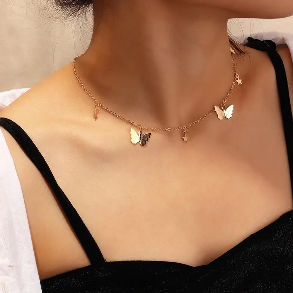 Elegant And Dainty Butterfly Choker Necklace