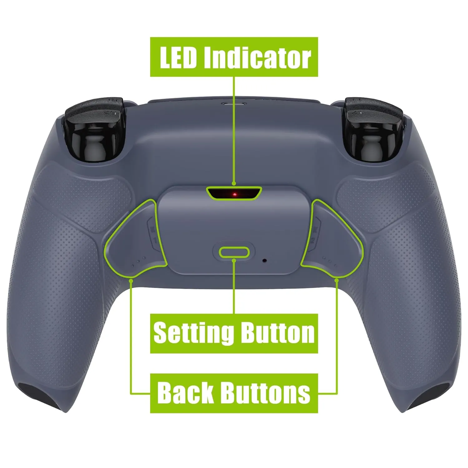 eXtremeRate Sterling Silver Rubberized Grip Programable Rise Remap Kit for PS5 Controller BDM-030 040 050 Models, Upgrade Board & Redesigned Back Shell & Back Buttons for PS5 Controller