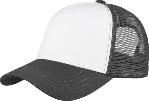 Falari 5-Panel Mesh Baseball Cap, Trucker Hat, Structured Plain Design, Cotton, Adjustable Size