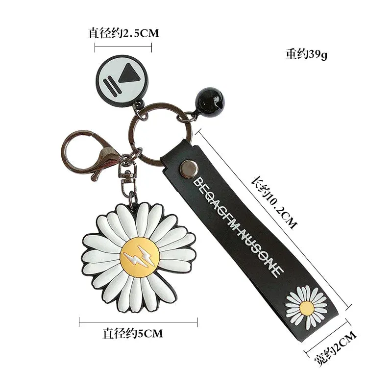 Flower Keychain For Women Silicone Trinket Charms Daisy Key Chain Girl Bags Keyring Jewelry Gift Key Ring Car Bag Pendant