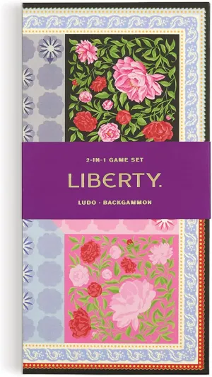 Galison Liberty 2-in-1 Game Set Aurora from Galison - Ludo and Backgammon Set with Liberty's Iconic Floral Design, Sturdy Storage Box, Perfect for Game Night, Makes a Great Gift Idea