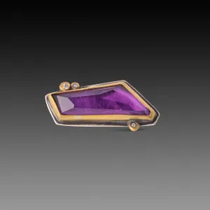Geometric Amethyst Ring with Three Diamonds