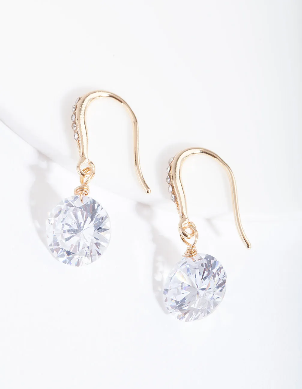 Gold Cubic Zirconia Diamante Drop Earring