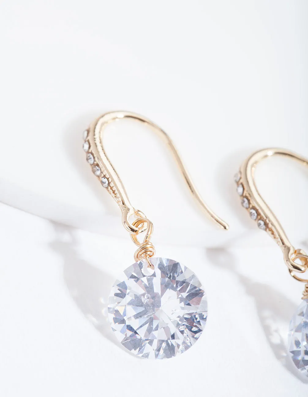 Gold Cubic Zirconia Diamante Drop Earring