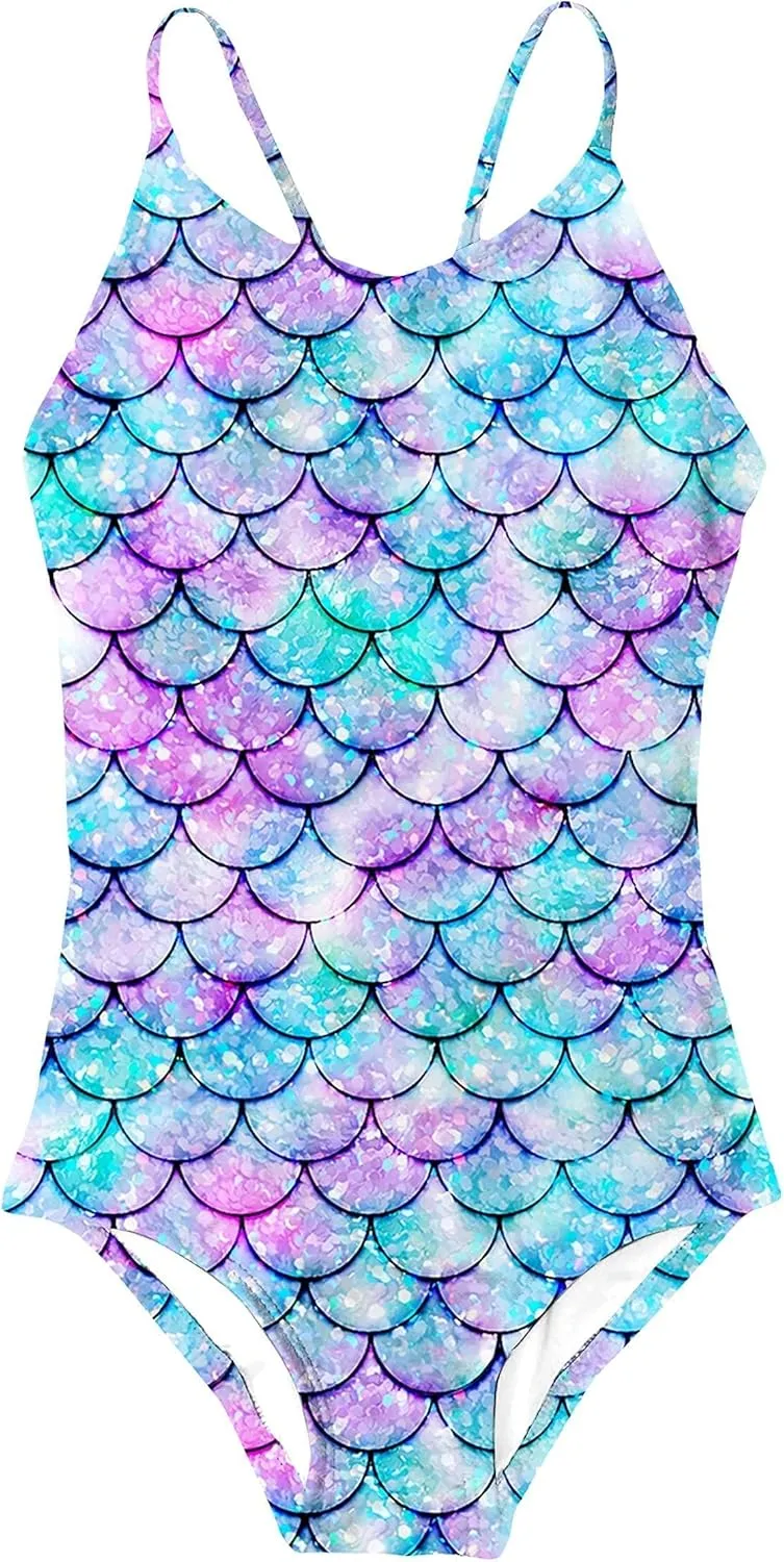 Idgreatim Girls One Piece Swimsuits Quick Dry Beach Swimwear Bathing Suit for Beach 3-12 Years
