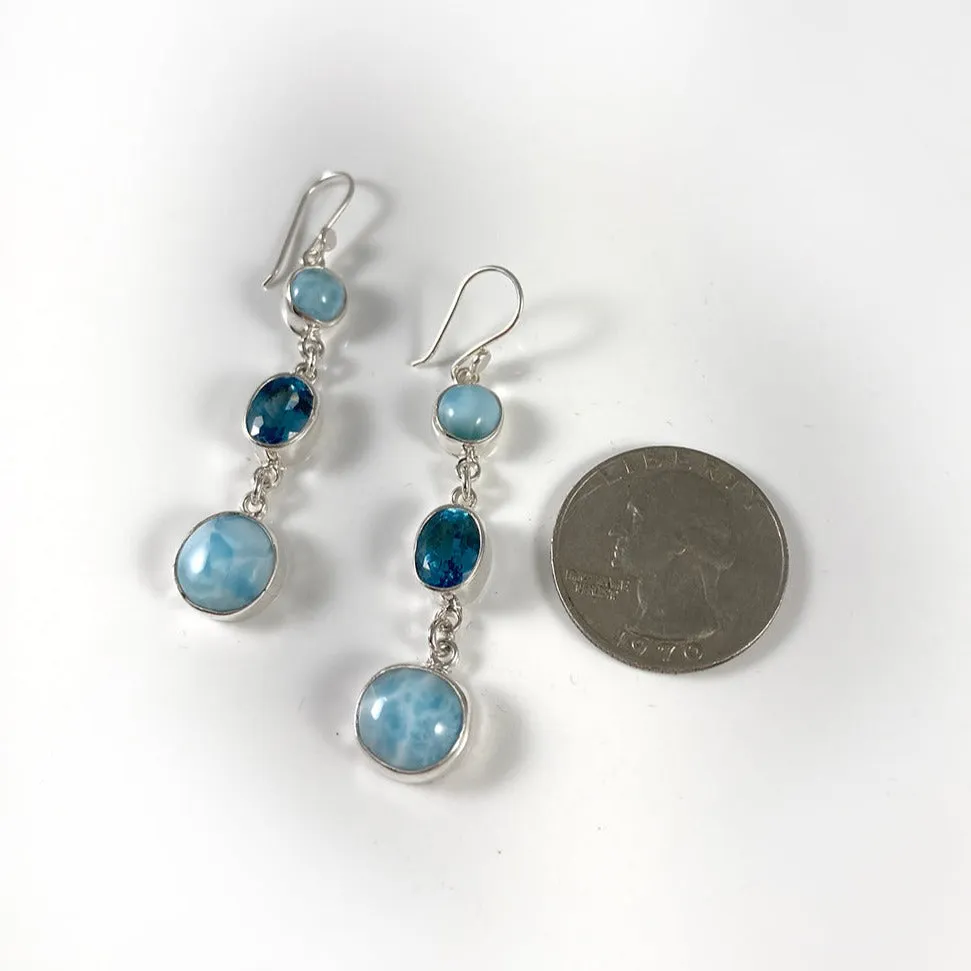 Larimar, Topaz & Sterling Silver Earrings