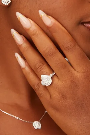 Lucy Sterling Silver Pear Cluster CZ Engagement Ring