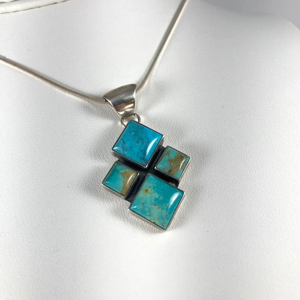 Multistone Turquoise & Sterling Silver Pendant