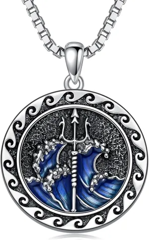 Poseidon/Athena/Apollo/Valhalla/Norse Viking Necklace 925 Sterling Silver Pendant Necklace for Men Greek/Norse Viking Amulet Jewelry Gifts