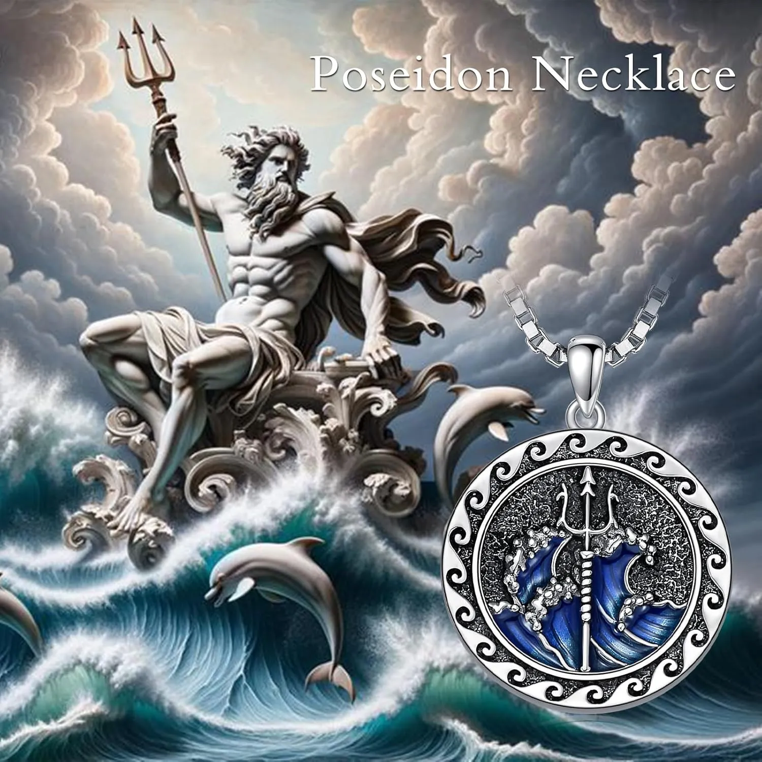 Poseidon/Athena/Apollo/Valhalla/Norse Viking Necklace 925 Sterling Silver Pendant Necklace for Men Greek/Norse Viking Amulet Jewelry Gifts