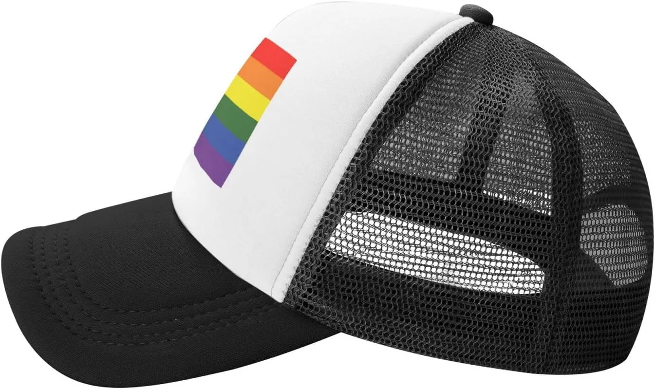 Pride Hat LGBT Baseball Cap Adjustable Rainbow Pride Trucker Hat Mesh Gay Pride Hats for Men Women