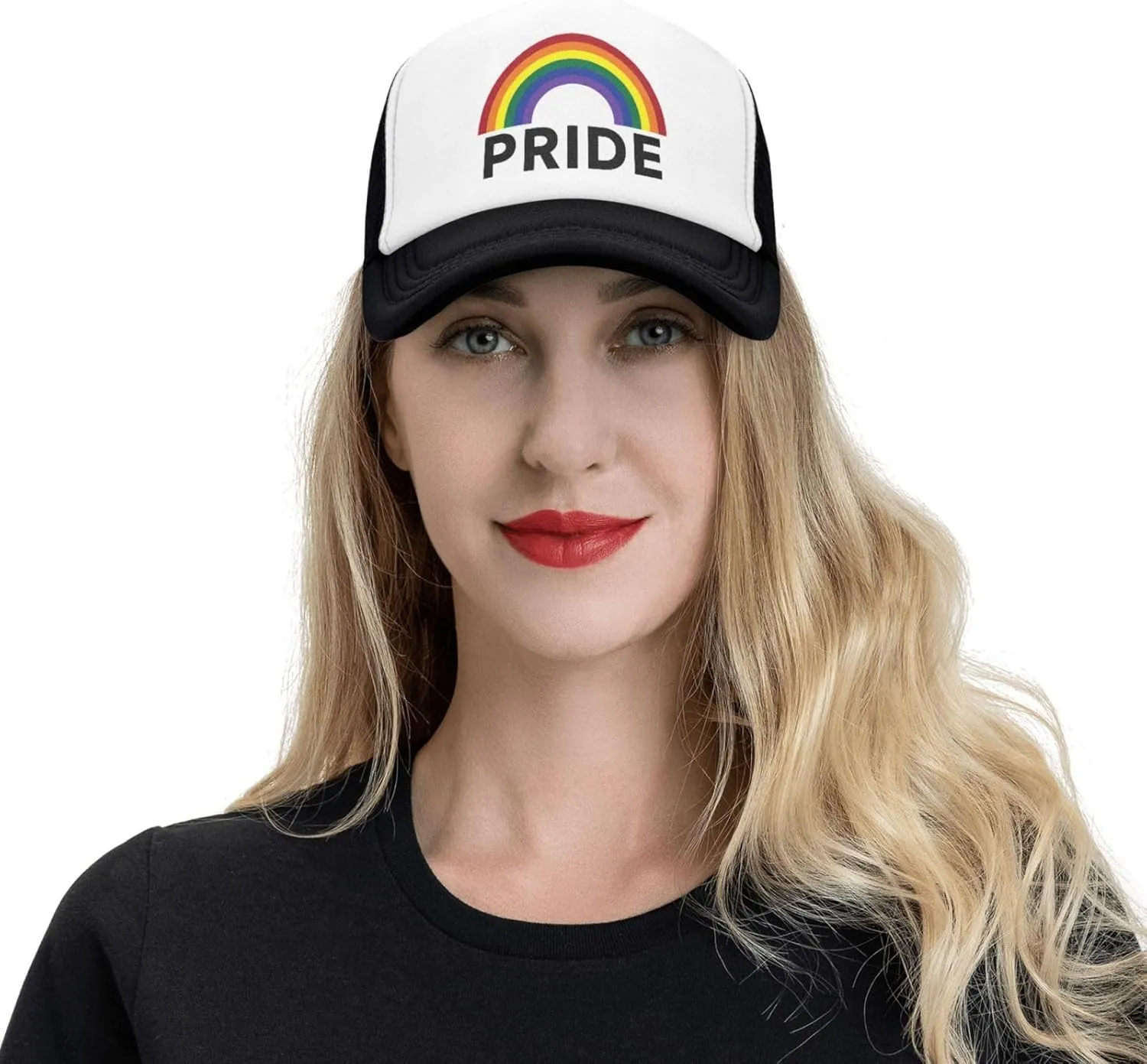 Pride Hat LGBT Baseball Cap Adjustable Rainbow Pride Trucker Hat Mesh Gay Pride Hats for Men Women