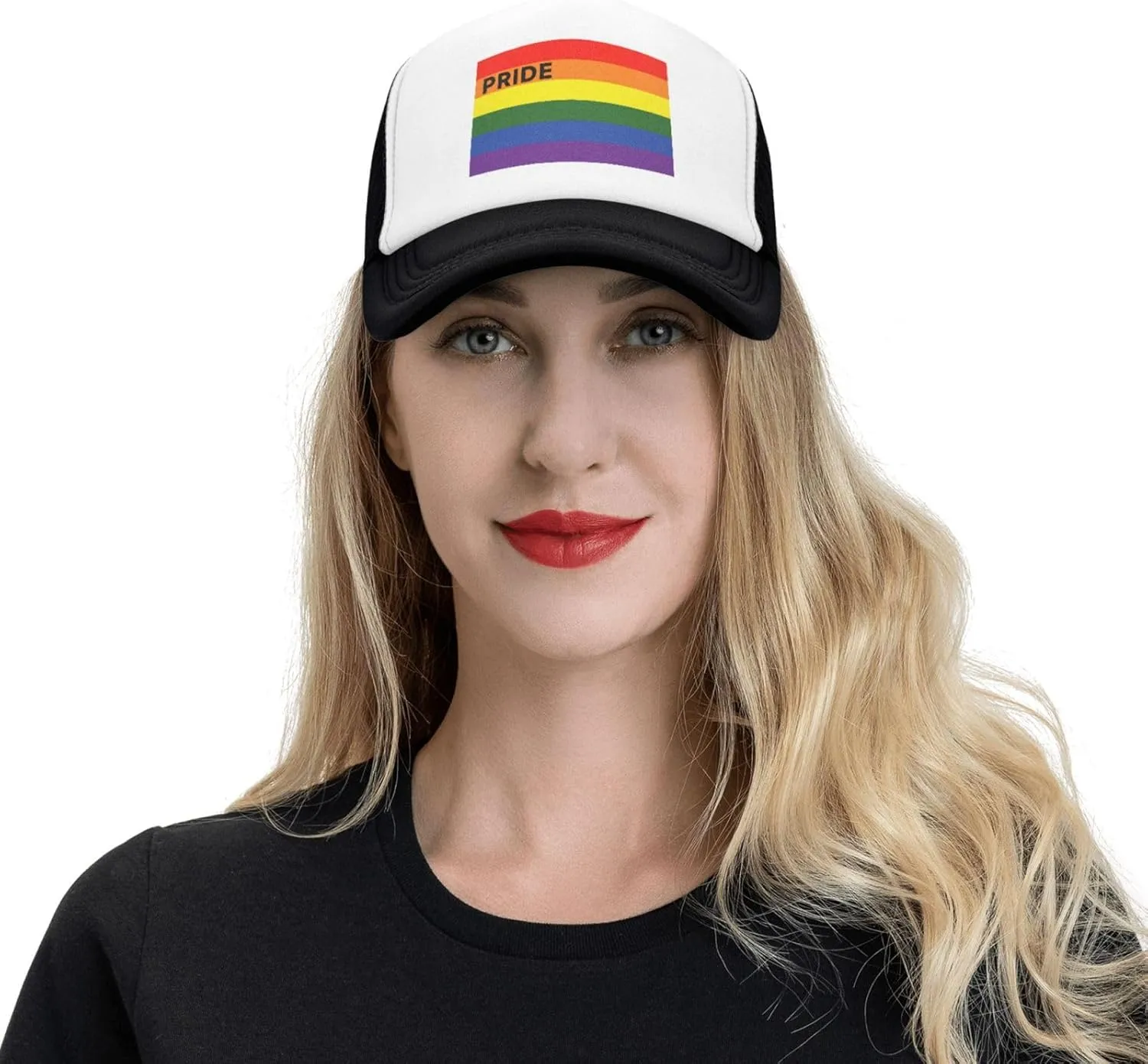 Pride Hat LGBT Baseball Cap Adjustable Rainbow Pride Trucker Hat Mesh Gay Pride Hats for Men Women
