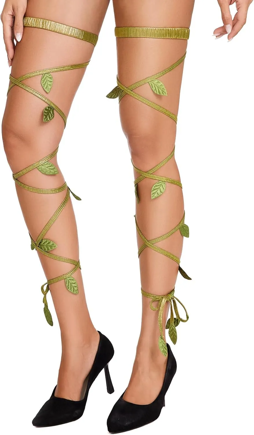 Rave Leg Wraps for Women Festival Dancing Sexy Shiny Metallic Leg Wraps with O-Ring