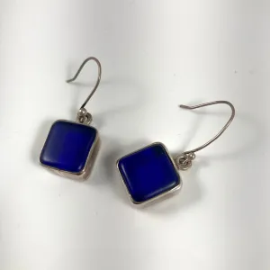Sea Glass & Sterling Silver Earrings