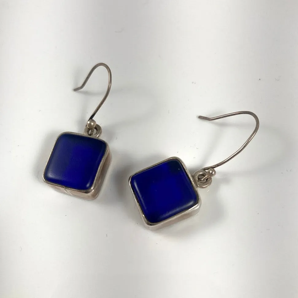 Sea Glass & Sterling Silver Earrings