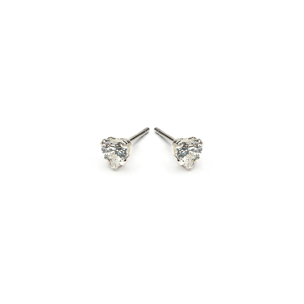 Silver Stud Earrings Heart Crystal