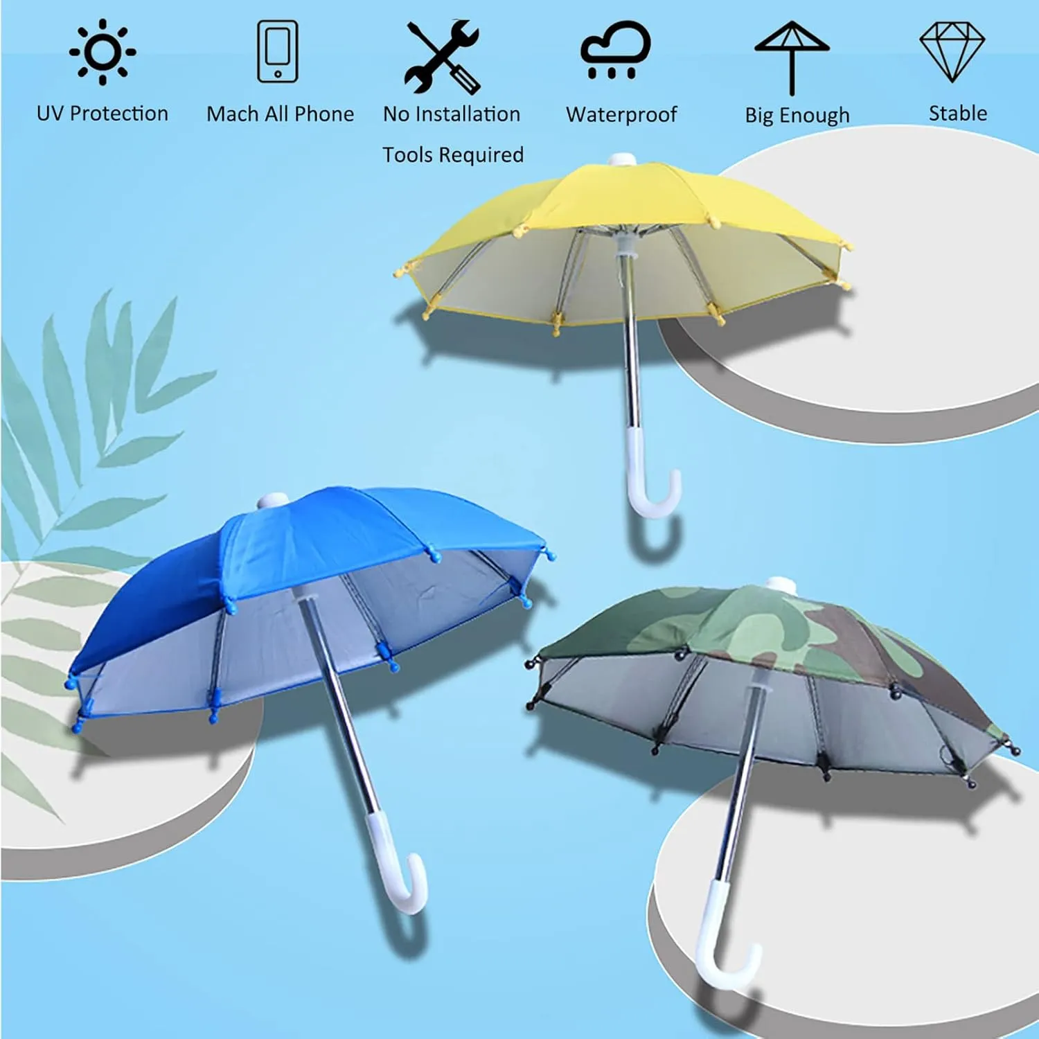 UV Protection Phone Umbrella - Universal Adjustable Piggy Suction Cup Phone Stand Sun Visor, Shade Cover