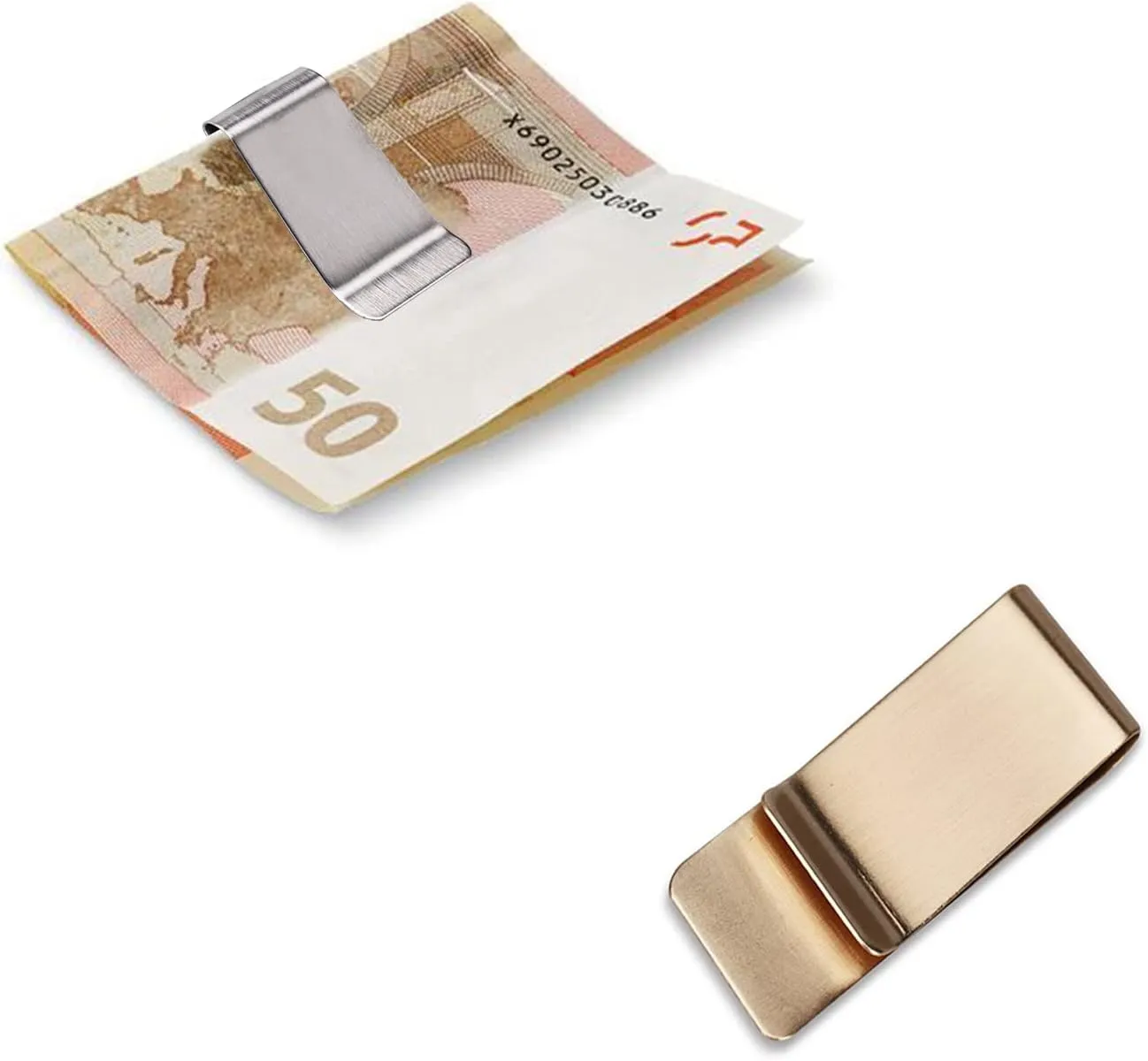 WAFJAMF Small Men's Slim Money Clip Stainless Steel Credit Business Card Holder Pocket Cash Wallet
