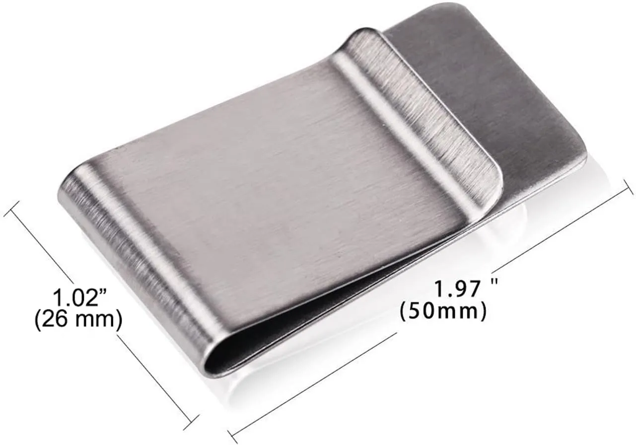 WAFJAMF Small Men's Slim Money Clip Stainless Steel Credit Business Card Holder Pocket Cash Wallet