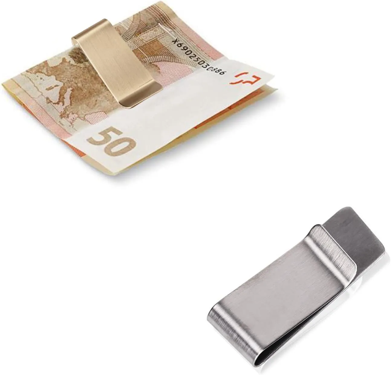 WAFJAMF Small Men's Slim Money Clip Stainless Steel Credit Business Card Holder Pocket Cash Wallet